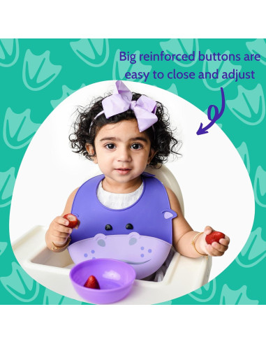 Babero de Silicona Hipopótamo Silly Goose Ajustable Impermeable