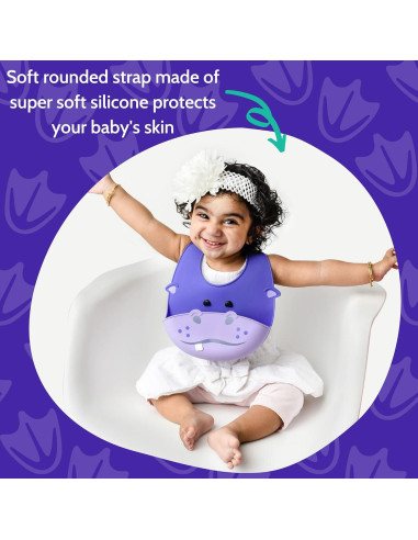 Babero de Silicona Hipopótamo Silly Goose Ajustable Impermeable