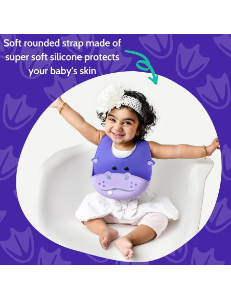 Babero de Silicona Hipopótamo Silly Goose Ajustable Impermeable