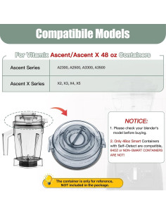 Tapa de Reemplazo WSEYU para Vitamix Ascent 48 oz Libre BPA 2