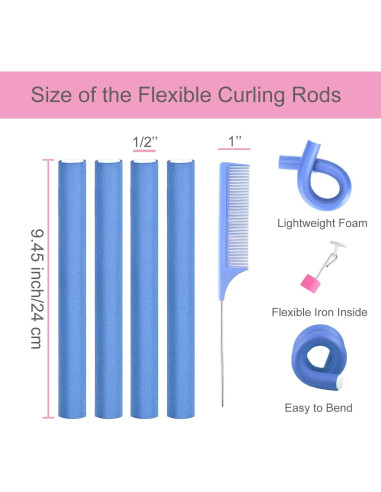 36 Varillas Flexibles para Rizar Cabello Wayyoo - Azul