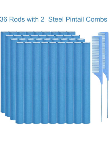 36 Varillas Flexibles para Rizar Cabello Wayyoo - Azul