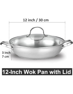 Wok Sartén Cooks Standard 30cm Acero Inoxidable con Tapa 2