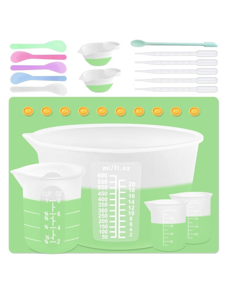 Kit de Tazas Medidoras de Silicona Sjubaopen 600ml 250ml 100ml