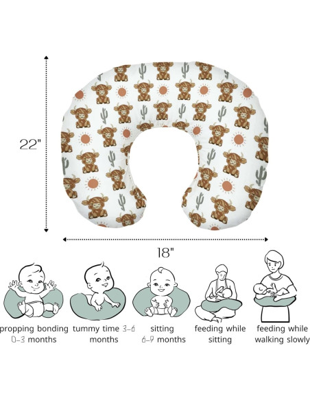 Funda de Almohada de Lactancia HawSkgFub Boho Vaca 55.88x45.72cm