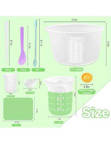 Kit de Tazas Medidoras de Silicona Sjubaopen 600ml 250ml 100ml
