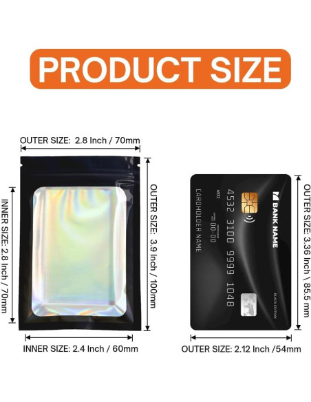 Bolsas Mylar Holográficas Reutilizables 6.9x10.2cm 4CP