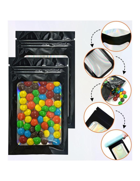 Bolsas Mylar Holográficas Reutilizables 6.9x10.2cm 4CP