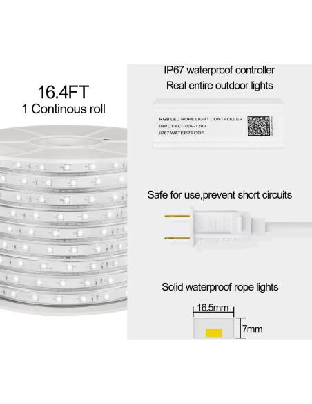 Luces de Cuerda LED 5m C D H Impermeables RGB Control APP