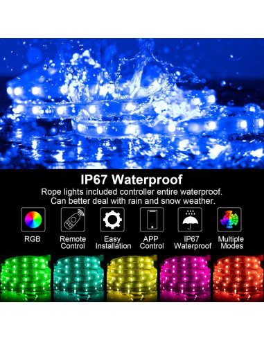 Luces de Cuerda LED 5m C D H Impermeables RGB Control APP