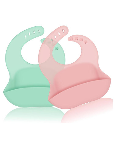 Baberos de Silicona Impermeables para Bebés - Paquete de 2