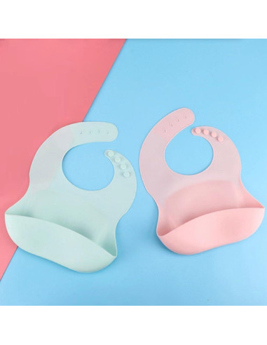 Baberos de Silicona Impermeables para Bebés - Paquete de 2