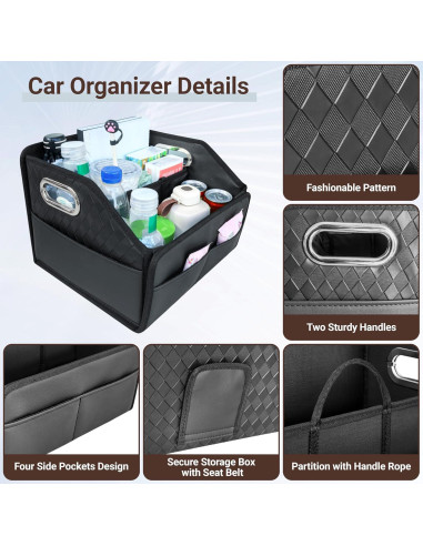 Organizador de Asiento de Coche TKSATMD Plegable Negro 22L