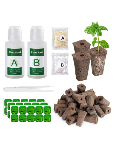 Kit de Cultivo Hidropónico Bigmeta - 30 Esponjas + Alimento A&B