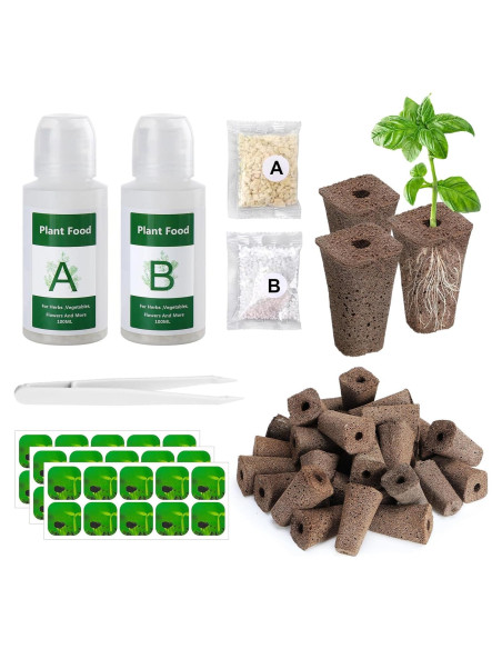 Kit de Cultivo Hidropónico Bigmeta - 30 Esponjas + Alimento A&B