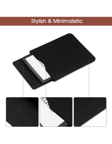 Funda Universal para E-Book 6" SOMEI Cuero Ecológico Negra