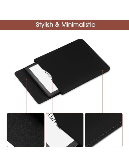 Funda Universal para E-Book 6" SOMEI Cuero Ecológico Negra