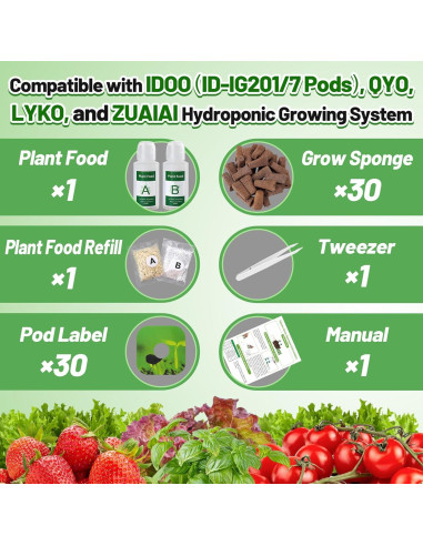 Kit de Cultivo Hidropónico Bigmeta - 30 Esponjas + Alimento A&B