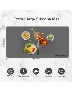 Alfombrilla de Silicona Extra Grande Treerit 120x60cm Gris 2