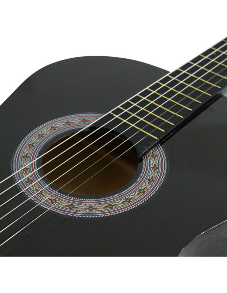 Guitarra acústica ZENY 38" negra para principiantes con estuche
