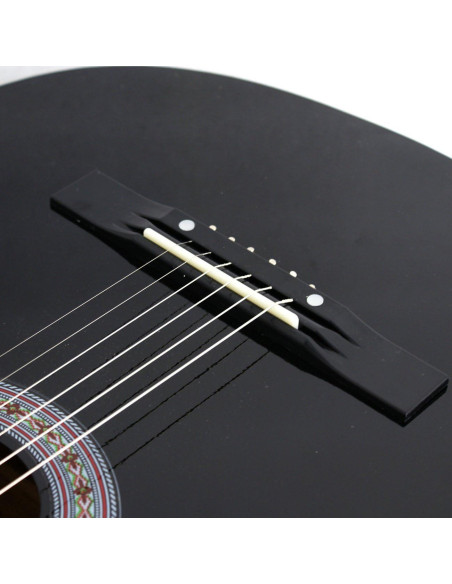 Guitarra acústica ZENY 38" negra para principiantes con estuche