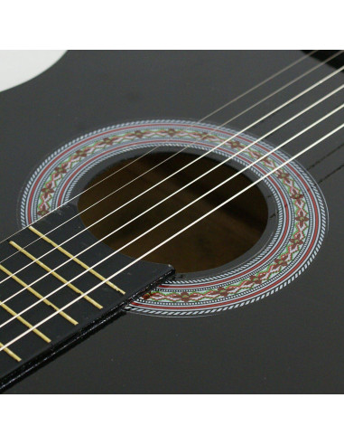 Guitarra acústica ZENY 38" negra para principiantes con estuche
