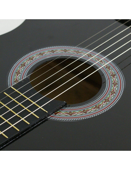 Guitarra acústica ZENY 38" negra para principiantes con estuche