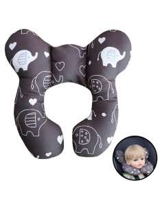 Almohada de Viaje para Bebés HPIENOYA Elefante Negro Suave