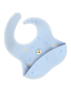 Bibs de Silicona Impermeables Ajustables para Bebés Azul