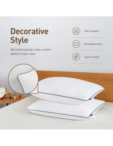 Cojines de Cama Acanva Estándar 2 Piezas Microfibra Negra