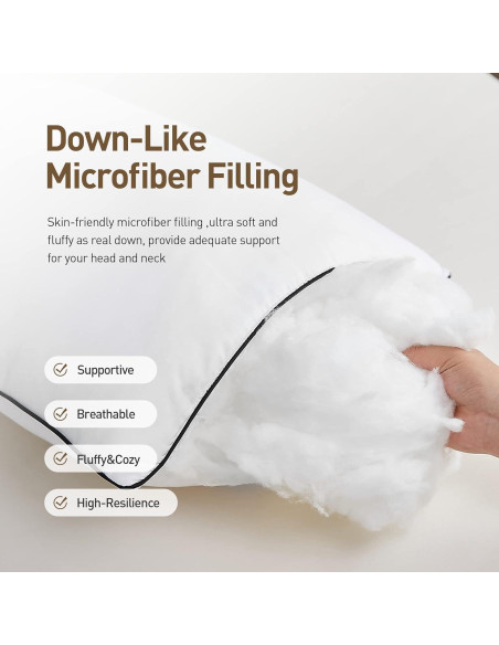 Cojines de Cama Acanva Estándar 2 Piezas Microfibra Negra