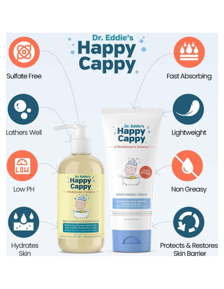 Champú y Gel de Baño Happy Cappy 414 ml + Crema Hidratante
