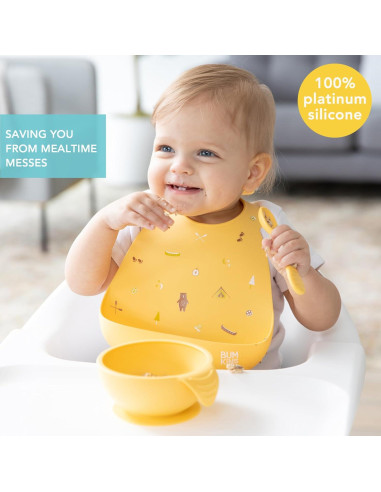 Babero de Silicona Bumkins para Bebés 6-24 Meses - Equipo de Camping