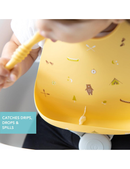 Babero de Silicona Bumkins para Bebés 6-24 Meses - Equipo de Camping