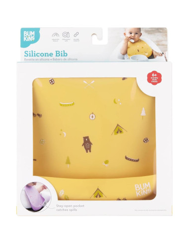 Babero de Silicona Bumkins para Bebés 6-24 Meses - Equipo de Camping