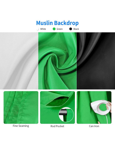 Kit de Iluminación Fotográfica NEEWER NK100 con Fondos y Soportes