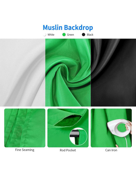 Kit de Iluminación Fotográfica NEEWER NK100 con Fondos y Soportes