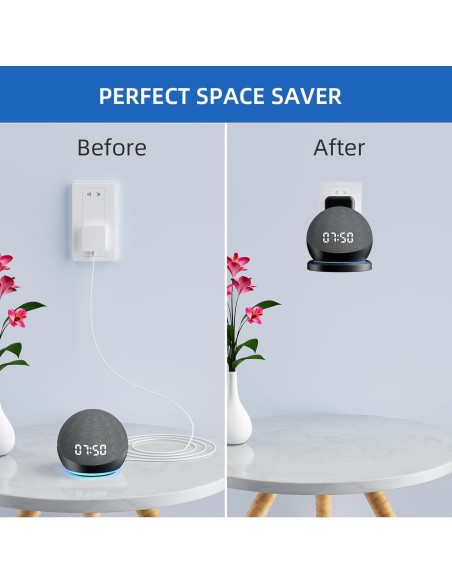 Soporte de Montaje en Pared AFGHOA para Echo Dot 5ta/4ta Gen, Negro