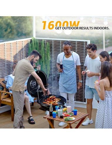 Parrilla Eléctrica Techwood para Exterior 1600W con Soporte