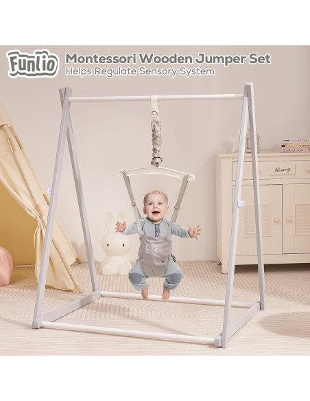 Saltador de Madera Montessori FUNLIO Ajustable 6-36 Meses - Gris