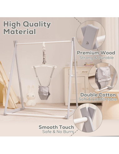 Saltador de Madera Montessori FUNLIO Ajustable 6-36 Meses - Gris