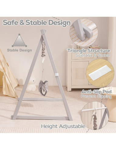 Saltador de Madera Montessori FUNLIO Ajustable 6-36 Meses - Gris