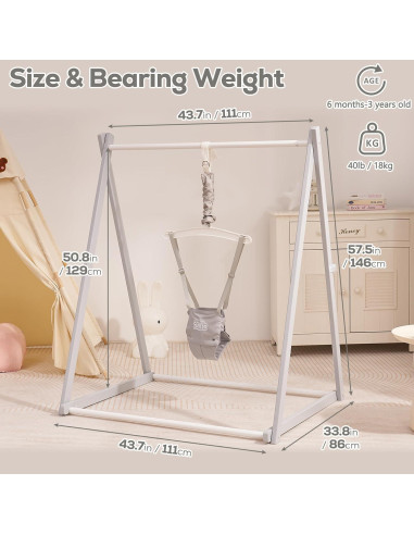 Saltador de Madera Montessori FUNLIO Ajustable 6-36 Meses - Gris