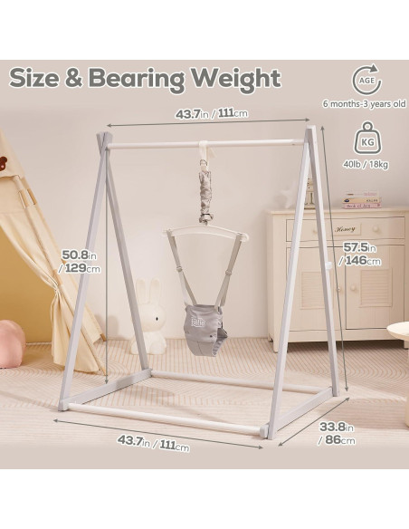 Saltador de Madera Montessori FUNLIO Ajustable 6-36 Meses - Gris
