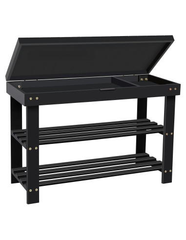 Banco para Zapatos BAMBUROBA de Bambú 3 Niveles Negro