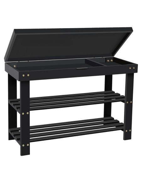 Banco para Zapatos BAMBUROBA de Bambú 3 Niveles Negro
