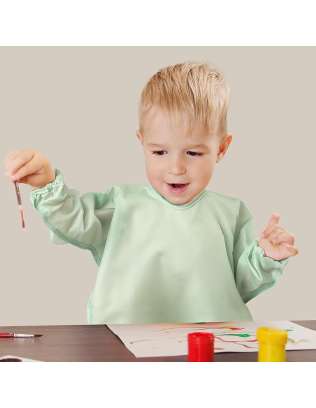 Paquete de 4 Baberos de Manga Larga Impermeables para Bebé 6-24 Meses