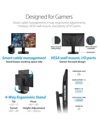 Monitor de Juegos ASUS VG248QG 24" G-SYNC 165Hz 1080p