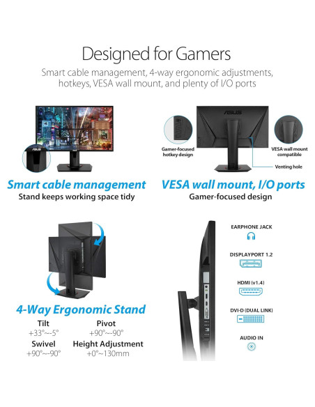 Monitor de Juegos ASUS VG248QG 24" G-SYNC 165Hz 1080p