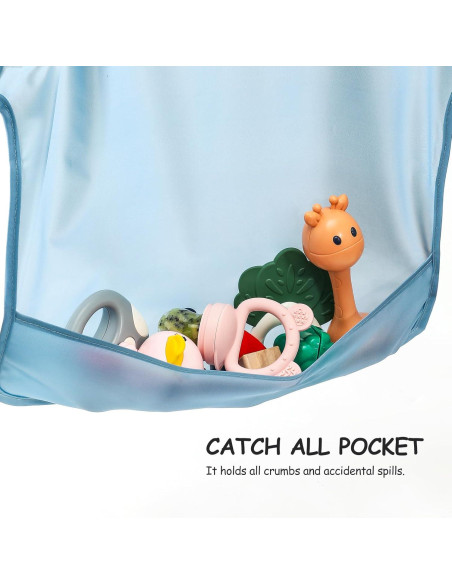 Paquete de 4 Baberos de Manga Larga Impermeables para Bebé 6-24 Meses